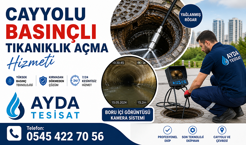 Çayyolu Basınçlı Suyla Tıkalı Gider Açma
