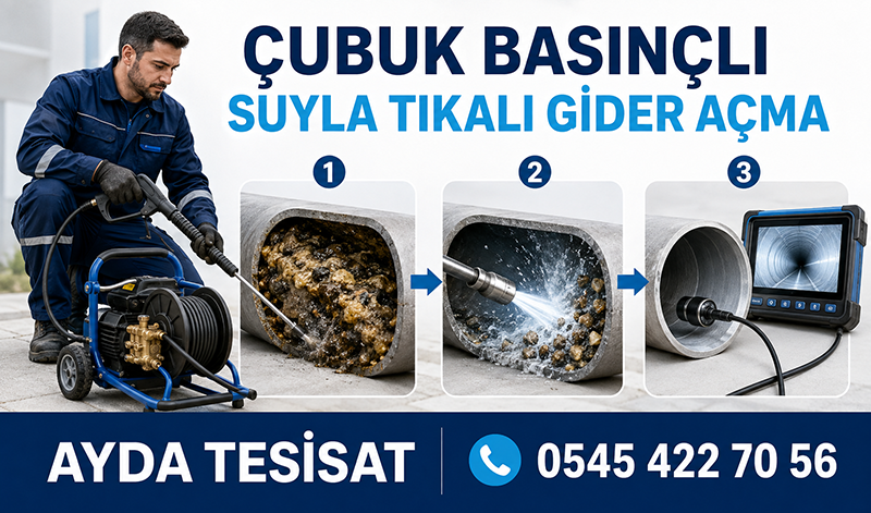 Çubuk’ta Tıkalı Gider Borusu Açma