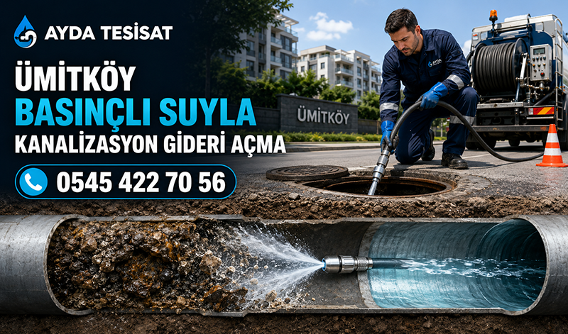 Ümitköy’de erkek tesisat ustasının basınçlı su makinesiyle bina ana giderindeki birikintileri temizlemesi
