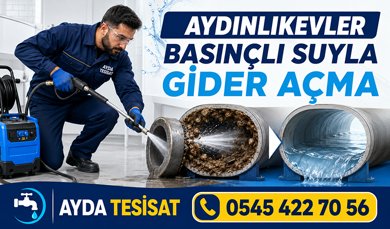 Aydınlıkevler’de basınçlı su jetiyle bina ana gider hattı temizleme uygulaması