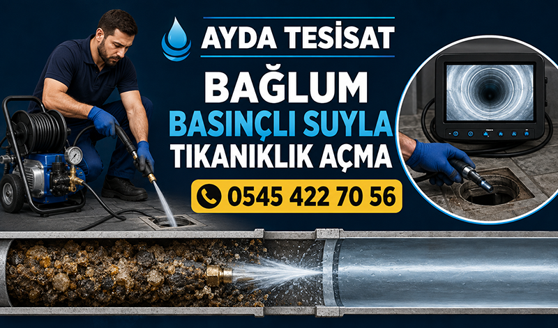 Bağlum’da basınçlı suyla bina ana gider tıkanıklığı açma uygulaması