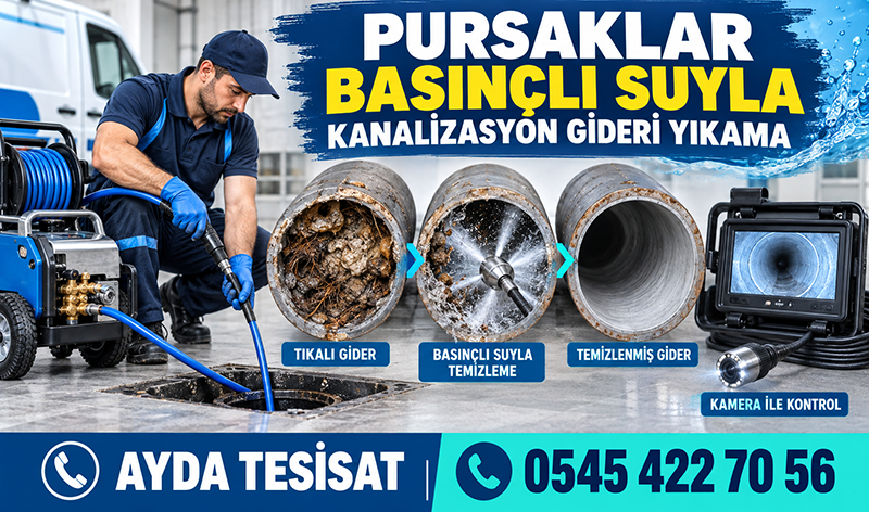 Basınçlı Suyla Tıkalı Kanalizasyon Temizleme