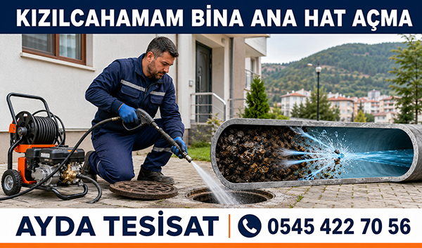 Basınçlı suyla temizlenen kanalizasyon giderinde tortuların boru içinden uzaklaştırılması