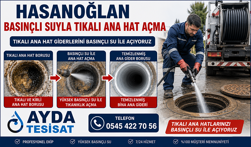 Hasanoğlan Basınçlı Suyla Tıkalı Gider Açma