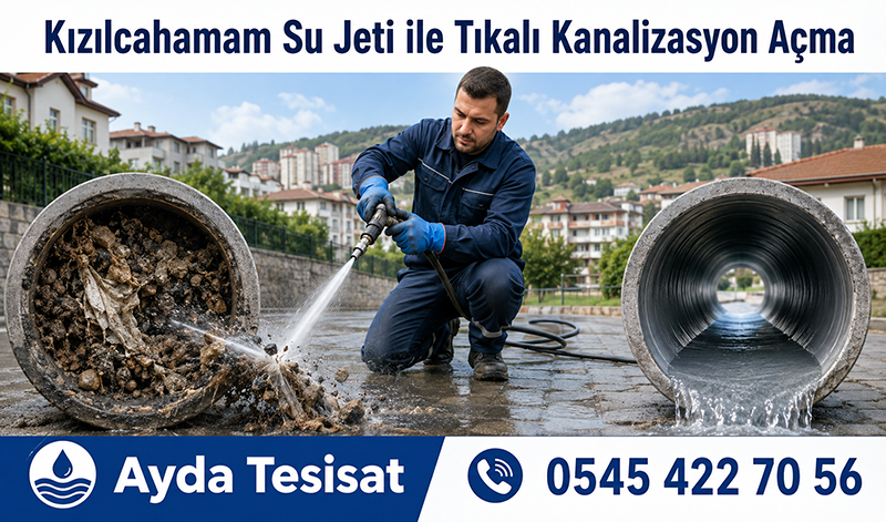 Kızılcahamam’da Tıkalı Kanalizasyon Temizleme