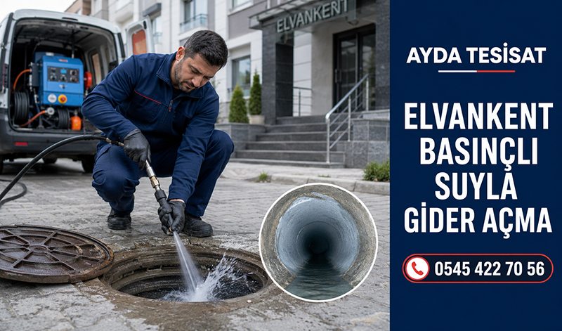 Kanalizasyon giderinde tıkanıklığı açan basınçlı su ekipmanı ve temizlenen boru hattı