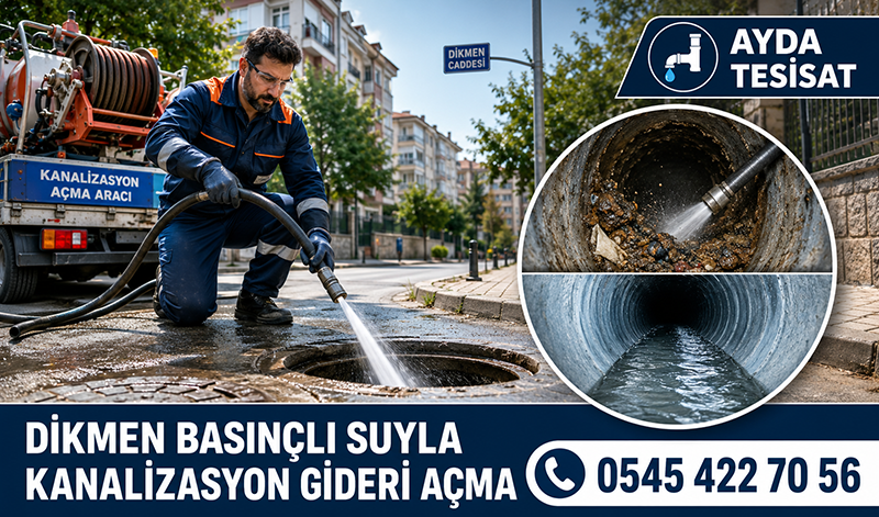 Kanalizasyon tıkanıklığını açmak için boru içinde ilerleyen basınçlı su