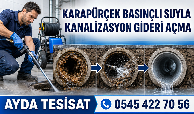 Karapürçek basınçlı suyla gider açma uygulaması