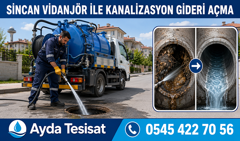 Sincan Tıkalı Gider Borusu Açma Çalışmaları