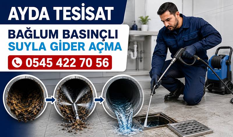 Su jeti ile kanalizasyon borusundaki birikintilerin temizlenmesi