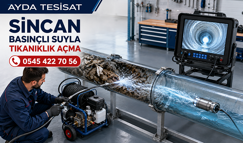 Su jeti ile kanalizasyon tıkanıklığı açma ve boru içi tortu yıkama uygulaması