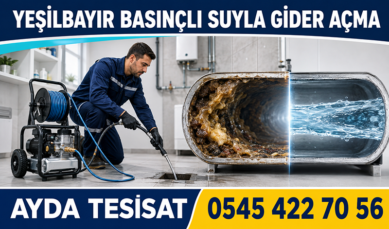 Su jeti nozulu ile birikintilerden arındırılan bina ana kanalizasyon borusunun iç görünümü