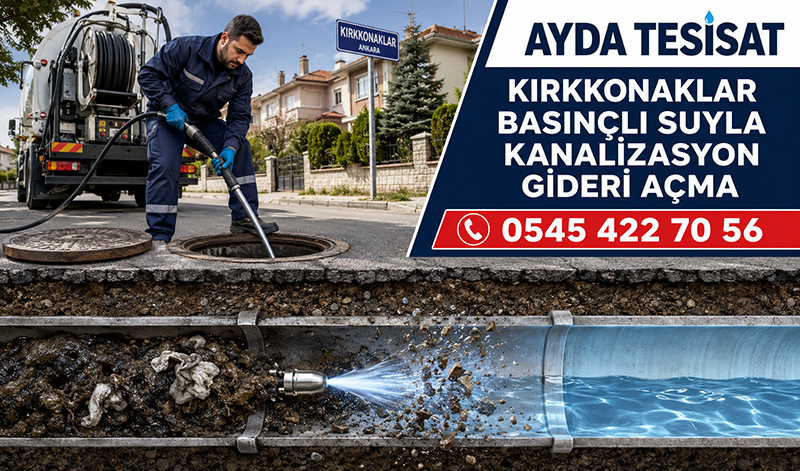 Su jeti nozulu ile kanalizasyon tıkanıklığı açma ve gider borusunu yıkama uygulaması