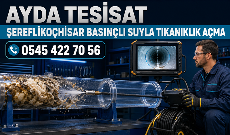Su jetiyle kanalizasyon tıkanıklığı açılan borunun kontrollü yıkanması