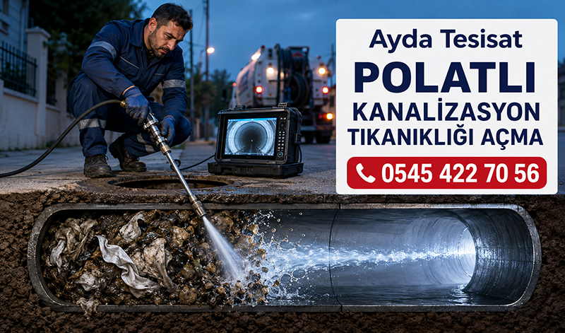 Su jetiyle kanalizasyon tıkanıklığı açılan ve tortulardan arındırılan gider borusu