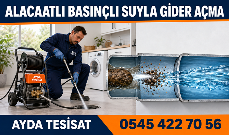 Su jetiyle tıkanıklığı açılan kanalizasyon borusunun temiz iç yüzeyi