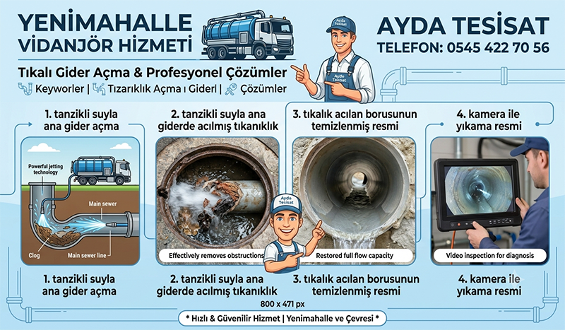 Vidanjör ile Tıkalı Kanal Açma