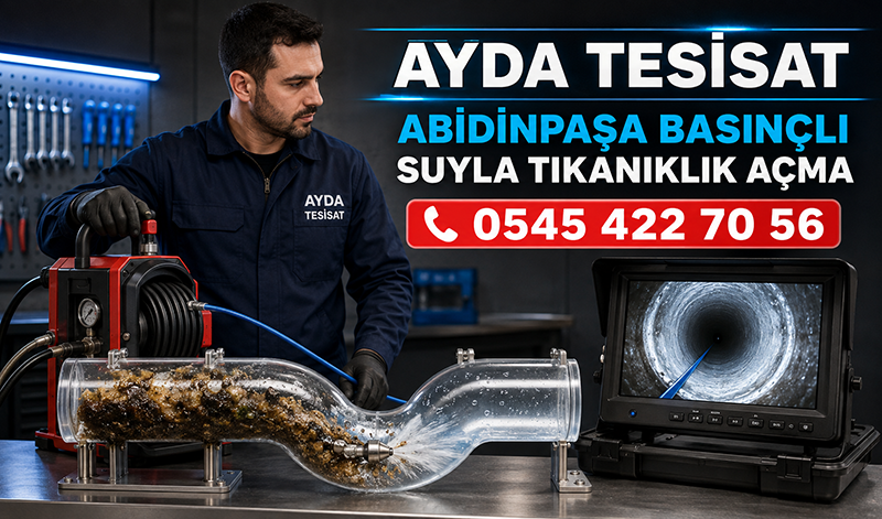 Yağ ve tortuyla daralmış kanalizasyon borusunun basınçlı suyla yıkanması