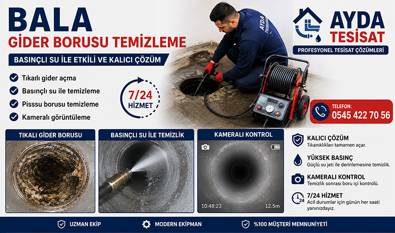 Bala Bina Gider Borusu Temizleme