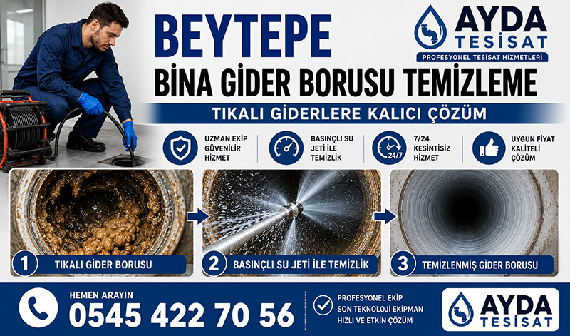 Beytepe bina Gider Borusu Temizleme
