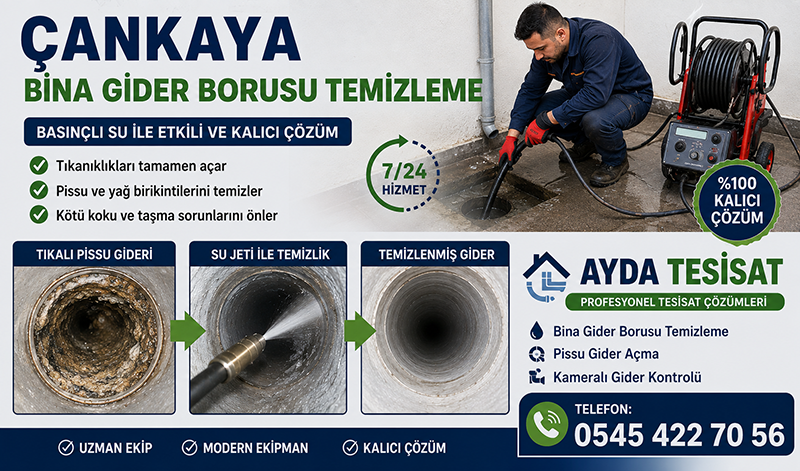 Çankaya Bina Gider Borusu Temizleme