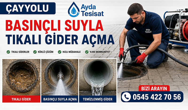 Çayyolu Basınçlı Suyla Tıkalı Gider Açma